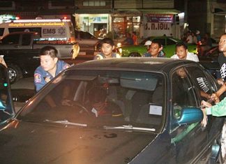 Rescue workers can’t wake him, so they push his car to the side of the road and wait for relatives to come collect him.